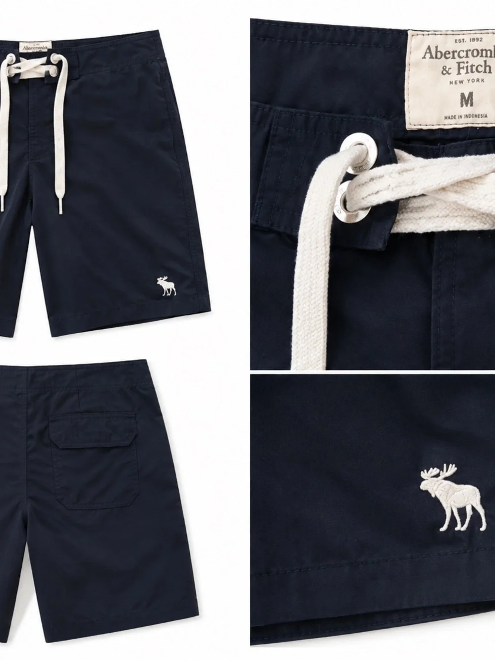 Abercrombie & Fitch Navy Drawstring Hybrid Shorts